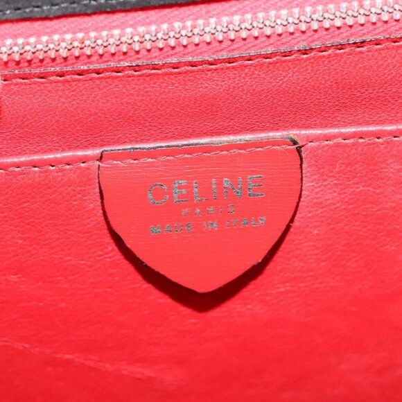 CELINE Hand Bag Suede 2way Black Gold Auth 120904 - Picture 10 of 16